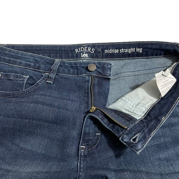 Riders by Lee Womens Jeans Size 12 Straight Leg Dark Wash Mid Rise Stretch Denim - Picture 3 of 10